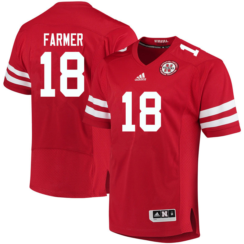 Women #18 Myles Farmer Nebraska Cornhuskers College Football Jerseys Sale-Red